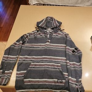 Ezekiel Men's Hooded Shirt - Gray and Maroon Stripes